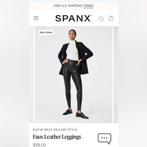 NWT Spanx faux leather leggings black size small petite